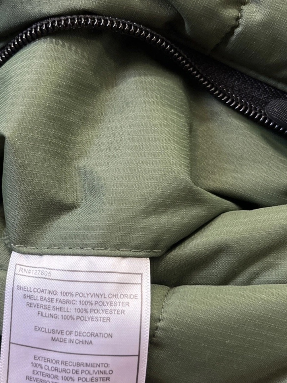 Reebok Olive Green Jacket Reversible with Black Zipper Detailing - Picture 7 of 16